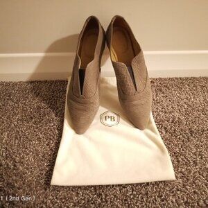 Poppy Barley Taupe Textured Leather Pointed Flats